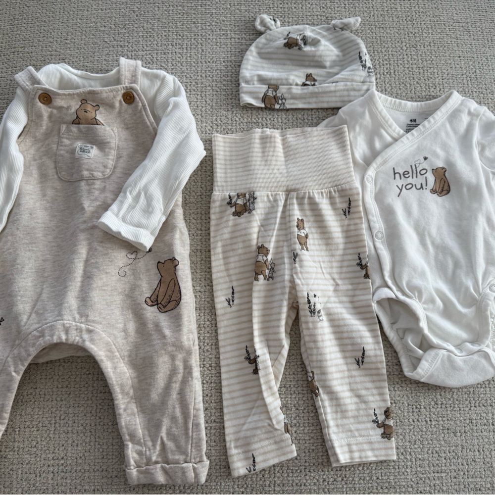 H&M Disney collab - Winnie the Pooh Cream Baby Outfit Set and Onesie